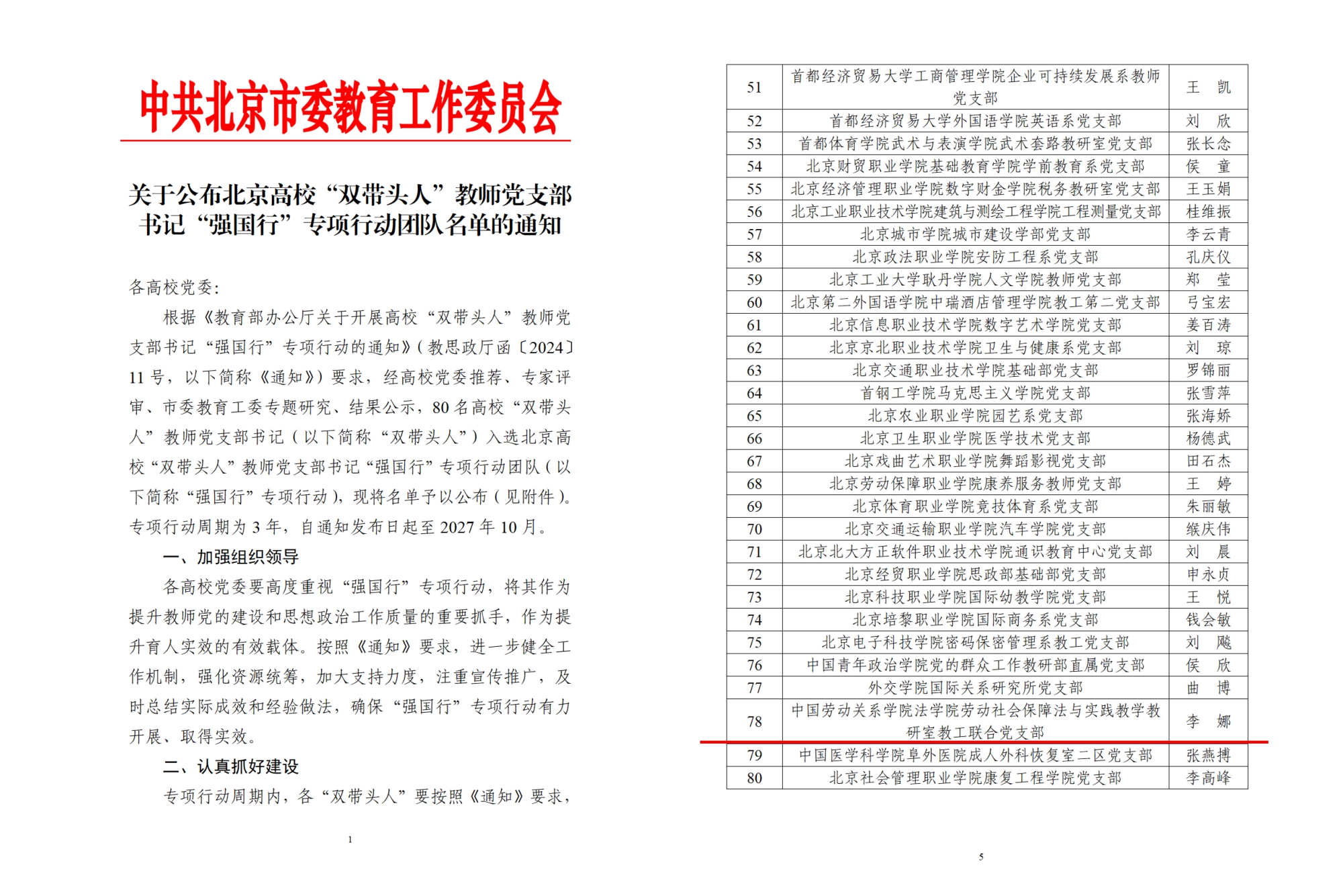 我校法學院勞動社會保障法與實踐教學教研室教工聯合黨支部入選北京高校“雙帶頭人”教師黨支部書記“強國行”專項行動團隊